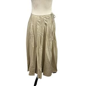 Quiet Luxury Pleated Wrap DKNY Metallic Beige Cotton Modern Vintage 12